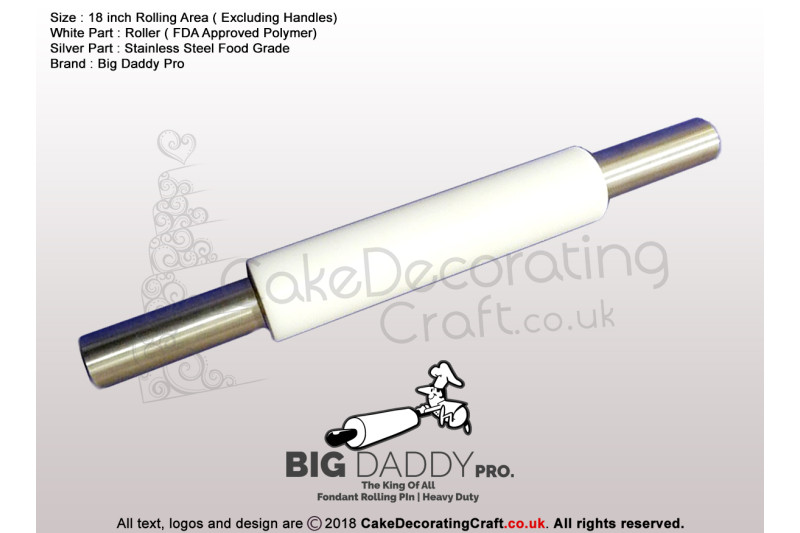 Rolling Pin 18"  | Heavy Duty Professional Quality | The Big Daddy | King of all Rolling Pins | Cake Decorating Craft Tools | Fondant and Gumpaste 